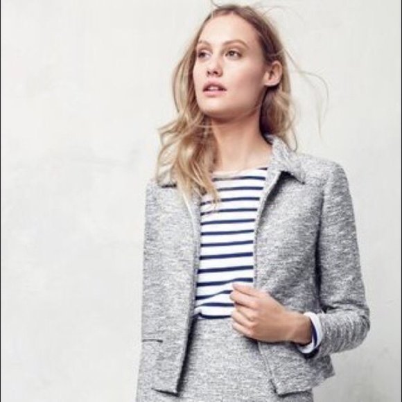 J. Crew Jackets & Blazers - NWOT. J. Crew Zip jacket in black-and-white twee